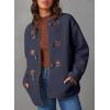 imageDokotoo Womens Long Sleeve Jackets Fashion Faux Shearling Oversized Color Block Button Sherpa Jacket CoatsBlue