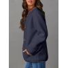 imageDokotoo Womens Long Sleeve Jackets Fashion Faux Shearling Oversized Color Block Button Sherpa Jacket CoatsBlue