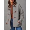 imageDokotoo Womens Long Sleeve Jackets Fashion Faux Shearling Oversized Color Block Button Sherpa Jacket CoatsGrey
