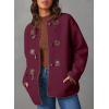 imageDokotoo Womens Long Sleeve Jackets Fashion Faux Shearling Oversized Color Block Button Sherpa Jacket CoatsRed