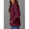 imageDokotoo Womens Long Sleeve Jackets Fashion Faux Shearling Oversized Color Block Button Sherpa Jacket CoatsRed