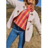 imageDokotoo Womens Long Sleeve Jackets Fashion Faux Shearling Oversized Color Block Button Sherpa Jacket CoatsWhite