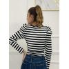 imageDokotoo Womens Long Sleeves Bodysuits Striped Sexy Square Neck Sexy Tee Shirt Blouse Plus SizeBlack Stripe