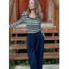 imageDokotoo Womens Long Sleeves Bodysuits Striped Sexy Square Neck Sexy Tee Shirt Blouse Plus SizeBlack Stripe