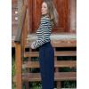 imageDokotoo Womens Long Sleeves Bodysuits Striped Sexy Square Neck Sexy Tee Shirt Blouse Plus SizeBlack Stripe
