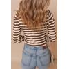 imageDokotoo Womens Long Sleeves Bodysuits Striped Sexy Square Neck Sexy Tee Shirt Blouse Plus SizeBrown Stripe