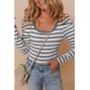 imageDokotoo Womens Long Sleeves Bodysuits Striped Sexy Square Neck Sexy Tee Shirt Blouse Plus SizeLight Gray