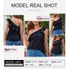 imageDokotoo Womens One Shoulder Tops Ruffled Solid Tunic Shirts Sleeveless Loose Tank TopBlack