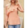 imageDokotoo Womens One Shoulder Tops Ruffled Solid Tunic Shirts Sleeveless Loose Tank TopOrange