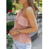 imageDokotoo Womens One Shoulder Tops Ruffled Solid Tunic Shirts Sleeveless Loose Tank TopPink