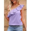 imageDokotoo Womens One Shoulder Tops Ruffled Solid Tunic Shirts Sleeveless Loose Tank TopPurple