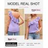 imageDokotoo Womens One Shoulder Tops Ruffled Solid Tunic Shirts Sleeveless Loose Tank TopPurple