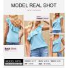 imageDokotoo Womens One Shoulder Tops Ruffled Solid Tunic Shirts Sleeveless Loose Tank TopSky Blue