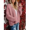 imageDokotoo Womens Open Front Long Sleeve Chunky Knit Cardigan Sweaters Loose Outwear CoatC Pink