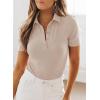 imageDokotoo Womens Polo Shirts Short Sleeve Collared V Neck T Shirts Summer Blouses Business Casual TopsBeige