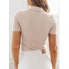 imageDokotoo Womens Polo Shirts Short Sleeve Collared V Neck T Shirts Summer Blouses Business Casual TopsBeige