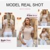 imageDokotoo Womens Polo Shirts Short Sleeve Collared V Neck T Shirts Summer Blouses Business Casual TopsBeige