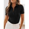 imageDokotoo Womens Polo Shirts Short Sleeve Collared V Neck T Shirts Summer Blouses Business Casual TopsBlack