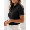 imageDokotoo Womens Polo Shirts Short Sleeve Collared V Neck T Shirts Summer Blouses Business Casual TopsBlack