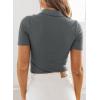 imageDokotoo Womens Polo Shirts Short Sleeve Collared V Neck T Shirts Summer Blouses Business Casual TopsCarbon Grey