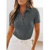 imageDokotoo Womens Polo Shirts Short Sleeve Collared V Neck T Shirts Summer Blouses Business Casual TopsCarbon Grey