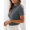 imageDokotoo Womens Polo Shirts Short Sleeve Collared V Neck T Shirts Summer Blouses Business Casual TopsCarbon Grey
