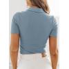 imageDokotoo Womens Polo Shirts Short Sleeve Collared V Neck T Shirts Summer Blouses Business Casual TopsMist Blue