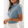 imageDokotoo Womens Polo Shirts Short Sleeve Collared V Neck T Shirts Summer Blouses Business Casual TopsMist Blue