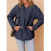 imageDokotoo Womens Quilted Lightweight Jackets Button Down Puffer Jacket Coats Padded Outwear with PocketsBlue