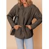 imageDokotoo Womens Quilted Lightweight Jackets Button Down Puffer Jacket Coats Padded Outwear with PocketsBrown