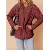 imageDokotoo Womens Quilted Lightweight Jackets Button Down Puffer Jacket Coats Padded Outwear with PocketsRed