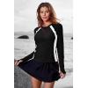 imageDokotoo Womens Rash Guard Long Sleeve Sun Protection Swim Shirts Swim Top 14 Zip Summer Quick Dry Surf ShirtsBlack