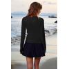 imageDokotoo Womens Rash Guard Long Sleeve Sun Protection Swim Shirts Swim Top 14 Zip Summer Quick Dry Surf ShirtsBlack