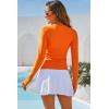 imageDokotoo Womens Rash Guard Long Sleeve Sun Protection Swim Shirts Swim Top 14 Zip Summer Quick Dry Surf ShirtsCarrot