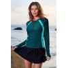 imageDokotoo Womens Rash Guard Long Sleeve Sun Protection Swim Shirts Swim Top 14 Zip Summer Quick Dry Surf ShirtsSea Green