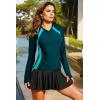 imageDokotoo Womens Rash Guard Long Sleeve Sun Protection Swim Shirts Swim Top 14 Zip Summer Quick Dry Surf ShirtsSea Green