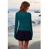 imageDokotoo Womens Rash Guard Long Sleeve Sun Protection Swim Shirts Swim Top 14 Zip Summer Quick Dry Surf ShirtsSea Green