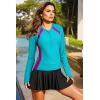 imageDokotoo Womens Rash Guard Long Sleeve Sun Protection Swim Shirts Swim Top 14 Zip Summer Quick Dry Surf ShirtsTurquoise