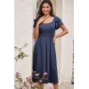 imageDokotoo Womens Ruffle Short Sleeve High Waisted Midi Dress 2025 Spring Summer Casual Crewneck ALine DressBlue