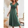 imageDokotoo Womens Ruffle Short Sleeve High Waisted Midi Dress 2025 Spring Summer Casual Crewneck ALine DressEvergreen