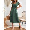 imageDokotoo Womens Ruffle Short Sleeve High Waisted Midi Dress 2025 Spring Summer Casual Crewneck ALine DressEvergreen