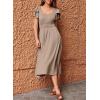 imageDokotoo Womens Ruffle Short Sleeve High Waisted Midi Dress 2025 Spring Summer Casual Crewneck ALine DressGoat