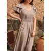 imageDokotoo Womens Ruffle Short Sleeve High Waisted Midi Dress 2025 Spring Summer Casual Crewneck ALine DressGoat