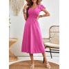 imageDokotoo Womens Ruffle Short Sleeve High Waisted Midi Dress 2025 Spring Summer Casual Crewneck ALine DressRose Red