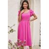 imageDokotoo Womens Ruffle Short Sleeve High Waisted Midi Dress 2025 Spring Summer Casual Crewneck ALine DressRose Red