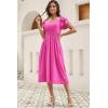 imageDokotoo Womens Ruffle Short Sleeve High Waisted Midi Dress 2025 Spring Summer Casual Crewneck ALine DressRose Red