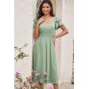 imageDokotoo Womens Ruffle Short Sleeve High Waisted Midi Dress 2025 Spring Summer Casual Crewneck ALine DressSmoke Green