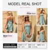 imageDokotoo Womens Spaghetti Strap Dresses Scoop Neck Bow Backless Sleeveless Elastic Waist Ruffle Hem ALine Casual Mini DressGreen