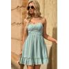 imageDokotoo Womens Spaghetti Strap Dresses Scoop Neck Bow Backless Sleeveless Elastic Waist Ruffle Hem ALine Casual Mini DressGreen