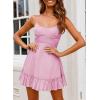 imageDokotoo Womens Spaghetti Strap Dresses Scoop Neck Bow Backless Sleeveless Elastic Waist Ruffle Hem ALine Casual Mini DressPink